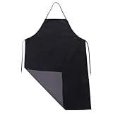 FONDOTIN Wasserdichte Schwarze Lederschürze Unisex Langlebig Ölresistent Verstellbar für Küche Kochen Reinigung Metzger Friseur Haushaltsschutz Modisch und Funktional
