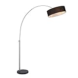 etc-shop Bogenlampe Wohnzimmer Stehlampe schwarz 3 flammig Bogenlampe für Esstisch, mit Marmorfuß Texilschirm, 3x E27, LxH 160 x 200 cm