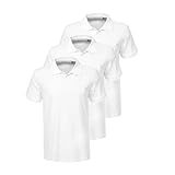 Liking Herren Basic Poloshirt Baumwolle Polo Shirts Polohemd Kurzarmshirt mit Knopfleiste Atmungsaktives Tennis Poloshirt Herren Sommer Sports Golf T-Shirt 3er Pack Weiß 8401 WH XL