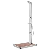 LAPOOH Gartendusche mit Brauner Bodenplatte 225 cm Edelstahl, Dusche Für Garten, Outdoor Shower, Garten Dusche, Außen Dusche - 3070777