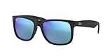 Ray-Ban 0RB4165 Justin Classic Sonnenbrille Large (Herstellergröße: 54), Schwarz (Gestell: Schwarz, Gläser: Blau Verspiegelt 622/54)