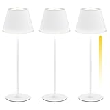 CSL - 3 x LED Tischlampe kabellos dimmbar - mit Akku aufladbar - 3 Farbstufen - warmweiß neutralweiß kaltweiß - Metall - - Tischleuchte - Nachttischlampe - Leselampe - Indoor/Outdoor - weiß