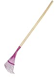 Kinder Gartenrechen Metall mit Holzstiel, Kinder Garten Spielzeug Laub Rechen Fächerbesen Purple (Lila)