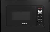 Bosch BFL623MB3 Serie 2 Einbau-Mikrowelle, 38 x 60 cm, 800 W, Drehteller 27 cm, Türanschlag Links, AutoPilot 7 7 Automatikprogramme, Reinigungsunterstützung, LED-Touchdisplay, Schwarz
