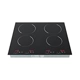 Ceranfeld Cerankochfeld,6000W 4 Platten Elektro-Keramik-Kochfeld mit 9 einstellbaren Leistungsstufen 0-120min Timer, für Teekannen, Glastöpfe, Keramiktöpfe