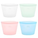 Uncle yang 4 Stück Silikon Lebensmittelbeutel – Wiederverwendbare Aufbewahrungsbeutel mit Standfuß, BPA-frei & Auslaufsicher,Luftdicht & Hitzebeständig für Küche & Reisen (1000ml)