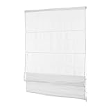 Ventanara® Fenster Raffrollo tageslicht Raffgardine Faltvorhang Montage ohne Bohren inklusive Klemmträger (80 x 130 cm, Weiss Blickdicht)