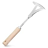 Kaezuy Unkrautstecher Löwenzahnstecher mit Holzgriff Fugenkratzer Wurzeljäter Gartenwerkzeug für Gartenarbeit Rostfreier Stahl Präzise Unkrautentfernung Effektiv Leicht (C)