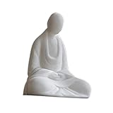 Mini-Buddha-Statue, Keramik, meditierend, weiß, Dekoration, Miniatur-Landschaftszubehör