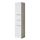 Badezimmerschrank Libra S43, Seitenschrank Hochschrank Farbauswahl Schrank Midi-Schrank Badmöbel Badezimmer (Weiß)