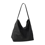 Gluckstar Große Damen Umhängetasche Nylon Shopper Tasche Groß Schultertasche Handtasche Damen für Alltag Arbeit Reisen Freizeit Damentaschen Umhängetasche, Wasserdicht Leicht Elegant (Schwarz)