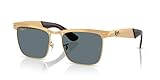 Ray-Ban Unisex Wayfarer Deluxe Sonnenbrille, Sandgestrahlte Legende Gold/Dunkelblau Polar