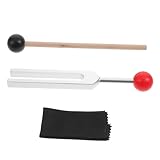 ifundom Aluminiumlegierung Stimmgabel mit Holzklöppel Reinigungstuch Samtbeutel Klangheilung Chakra Therapie Zubehör für Meditation und Entspannung