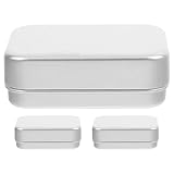 MUELODSIC 3 STÜCKE Aluminium Seifenschale mit Deckel Doppelstöckiger Rechteckiger Metall Seifenhalter Hoher Fassungsvermögen Rostfrei mit Abnehmbarem Abtropfgitter für Bad und Küche