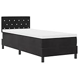 vidaXL Boxspringbett mit Matratze Samt Schwarz 80X200 cm Taschenfedern Schaum LED Licht Bequem Haltbar Stylish Schlafzimmermöbel Einzel