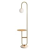 TOTIKI Standleuchten Metall Stehlampe Mit Tisch Für Schlafzimmer Wohnzimmer Licht Luxus Marmor Couchtisch Nordic Creative Schlafzimmer Stehlampe Dimmbar