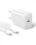 Anker 20W USB C Ladegerät, USB-C Wandladegerät, Kompatibel mit iPhone 15 / iPhone 15 Plus/iPhone 15 Pro/iPhone 15 Pro Max/iPad Pro 12.9' / 11' / iPad Air 5 und mehr (Mit 150cm USB-C Kabel)