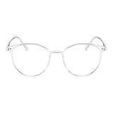 KAEOISFU Superleicht Oval Transparentem Rahmen Lesebrille Damen Herren 1,5, Runden Blaulichtfilter Computerbrille Lesebrillen, Retro-Runde Computer Lesebrillen mit Sehstärke