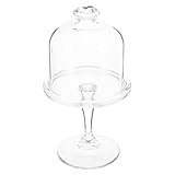 Lurrose Transparente Mini Kuchenplatte mit Glasdeckel Runder Dessertständer für Cupcakes und Kuchen Staubgeschützte Glas tortenplatte mit Fuß Elegantes Serviergestell für Party und