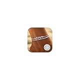 CASSIECA Fußkette Damen Silber Fussketten für Frauen Einstellbar Geschichtet Perlen Blatt Wasserdicht Fußkettchen Damen Geschichtetes Herz Perlen Tennis Fußkettchen Fußschmuck Silber