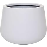 VIVANNO Pflanzkübel rund Weiß Wetterfest Frostsicher Fiberglas 31x27 cm oder 42x37 cm