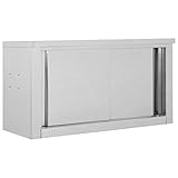 vidaXL Wandhängeschrank mit Schiebetüren Gastro Hängeschrank Wandschrank Schrank Küchenschrank Oberschrank Küche 90x40x50cm Edelstahl
