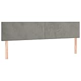 vidaXL Kopfteil 2 STK., Bettkopfteil mit Holzbeinen, Höhenverstellbar Polsterkopfteil für Bett, Betthaupt Bettzubehör Schlafzimmer, Hellgrau 100x5x78/88cm Samt