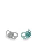 Twistshake Baby Schnuller, kiefergerechte Form, BPA Frei, Silikonsauger, 6 + Monate, Türkis und Grau, 2er pack