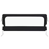 HUOLE Bettgitter klappbar, Bettschutzgitter mit Verstellbarer Gurte, EIN-klick-Faltung, Rausfallschutz Bett 180° faltbar für Boxspringbett, Elternbett, Kinderbett-200 * 70 * 26 cm – schwarz