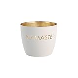 Windlicht Madras Namaste Eisen Höhe 8,5 cm weiß Gold