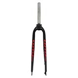 Mountainbike-Starrgabel 26/27,5/29 Scheibenbremse, Mountainbike-Gabel, Schnellspanner, Aluminiumlegierung, starre Gabel, 3,8 cm, gerade, QR (Farbe: Rot, Größe: 66 cm)