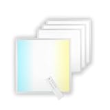 ENOVALITE 4x LED Panel 62x62 cm dimmbar mit Fernbedienung - Farbtemperatur einstellbar 3000K 4000K 6000K - 36W 3600lm - flache LED Lampe Paneele für Rasterdecke inkl. 230V Netzteil - 620x620x0,9mm
