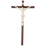 Alipis Religiöses Katholisches Kruzifix-Kreuz Aus Holz Zum Aufhängen An Der Wand Christliches Wandkreuz Aus Holz Mit Jesus Für Wohnzimmer Zuhause Kirchendekoration