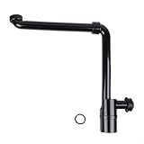 CNANRNANC 1 1/4 Zoll Waschbeckensiphon für Badezimmer, verstellbarer Raumsparsiphon platzsparender Siphon Waschbecken Abflussrohr (Black)