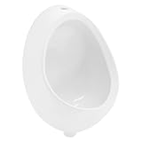 ECD Germany Urinal Weiß Zulauf von oben, Keramik Pinkelbecken mit Nano-Versiegelung, Modernes Pissoir, 35x46x30 cm, oval, Spülrand geschlossen, Senkrechter Ablauf, WC-Urinal Absaugeurinal Urinalbecken