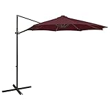 LXYZWRW Lawn & Garden Ampelschirm mit Stange und LED-Leuchten Bordeaux Rot 300 cm Outdoor Living