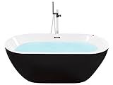 Whirlpool-Badewanne freistehend mit LED-Beleuchtung 170 x 80 cm schwarz Nevis