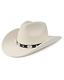 Zylioo L-XL Cowboyhut aus Filz für Großen Kopf, Westernhut mit breiter Krempe, Fedora Panamahut mit Gürtelschnalle für Herren Damen