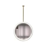 XTGDIEM Runder Deckenspiegel Mit LED-Licht, Badezimmer-Kosmetikspiegel, 3 Dimmbare Farben for Die Hotel- Und Apartmenteinrichtung(Gold,60cm)