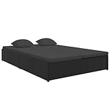 vidaXL Sonnenliege mit Auflagen Verstellbar Gartenmöbel Liege Gartenliege Liegestuhl Relaxliege Sonnenbett Doppelliege Poly Rattan Schwarz