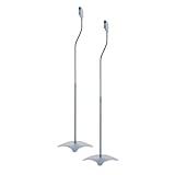 RICOO Lautsprecherständer Lautsprecher Ständer Universal BH08-G Höhenverstellbar Boxenständer Standfuss Stativ Boxen Speaker Stand Kabelführung, 1 Paar - Set 2 Stück Silber