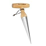 Berry&Bird Blumenzwiebelpflanzer 26 cm- Pflanzholz mit Skala, Zwiebelpflanzer mit Griff aus Eschenholz, Ideales Gartengerät zum Pflanzen von Sämlingenn und Zwiebeln