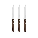 Tramontina Steakmesser Set TRADICIONAL, 3 Stück mit edlen Naturholz-Griffen, rostfreier Edelstahl