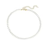 beejune Perlenkette Damen, Perlen Kette, Pearl Necklace Women, Moderne Perlenkette 6mm, Boho Imitation Perlenkette Simulierte, Für Männer Damen Frauen Und Mädchen Geschenke