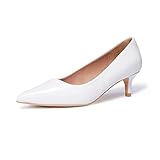 Zhabtuc Damen Pumps mit Kitten Heel, Sexy Spitz Niedrige Absätze 5 cm Absatzschuhe Geschlossene Pumps mit Kleinem Absatz Elegant Brautschuhe Büro Heel Schuhe, Weiß 36EU