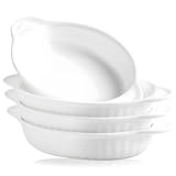 UIBFCWN Porzellan Auflaufform 4er Set, Kleine Auflaufformen mit Griffe, Mini 350ML Backformen für Fritteuse, Zum Zubereiten, Servieren, Warmhalten und Einfrieren - 21x12,6x3,7 cm