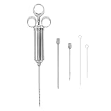 Homoyoyo Metall Fleischinjektor Satz mit Putennadel Edelstahl Marinadenspritze für Grill Küche Manuelle Gewürzspritze für Pute Rind Hähnchen Inkl Reinigungsbürste