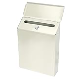 DEARMAMY Europäischer Wandbriefkasten Schloss und Rostfrei Rustikaler Briefkasten für Private Post und Zeitungen Geeignet für Zuhause und Büro in Cremeweiß