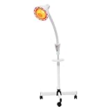 275W Infrarotlampe Rotlichtlampe Wärmelampe mit 4 Universalrädern, 0–115 °C Temperatur Einstellbar Infrarot Wärmelampe Rotlichtlampe, 360°-Drehung Infrarot Lampe Therapielampe Heizlampe