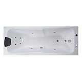 Basera® BASIC Indoor Whirlpool Badewanne Bali mit 8 Massagedüsen, LED-Ambiente